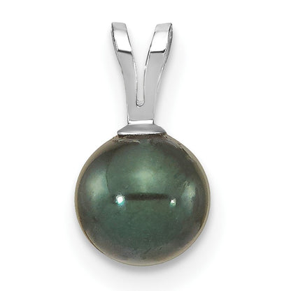 14k White Gold 6-7mm Round Black Akoya Saltwater Cultured Pendant