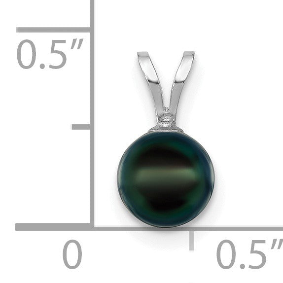 14k White Gold 6-7mm Round Black Akoya Saltwater Cultured Pendant