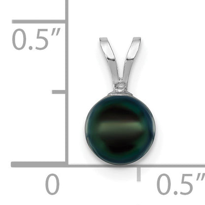 14k White Gold 6-7mm Round Black Akoya Saltwater Cultured Pendant