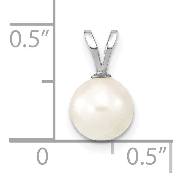 14k White Gold 7-8mm White Round Akoya Saltwater Cultured Pendant