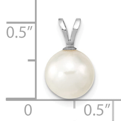 14k White Gold 8-9mm White Round Akoya Saltwater Cultured Pendant