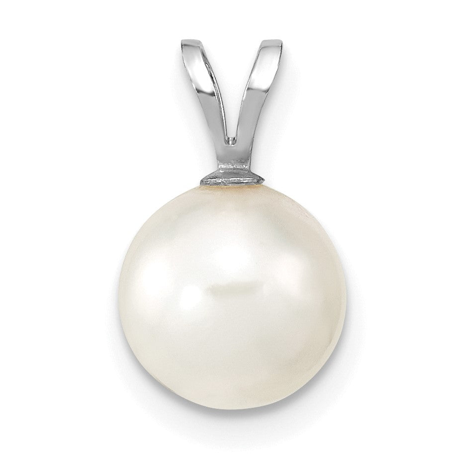 14k White Gold 8-9mm White Round Akoya Saltwater Cultured Pendant