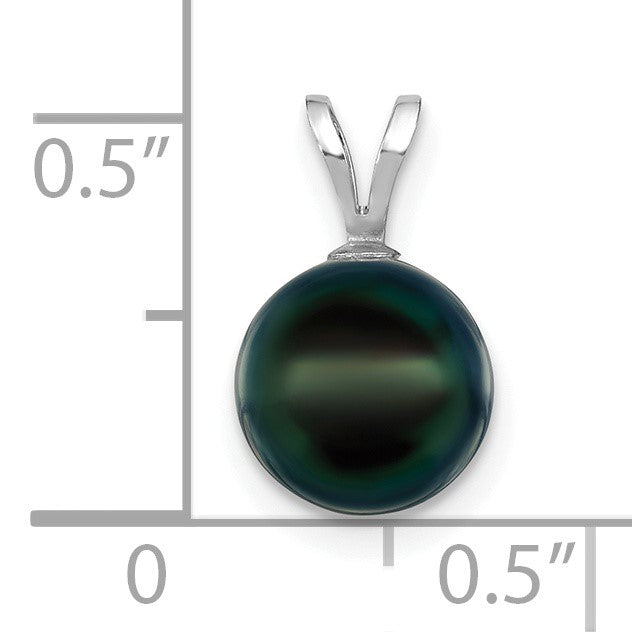 14k White Gold 8-9mm Round Black Akoya Saltwater Cultured Pendant