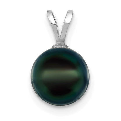 14k White Gold 8-9mm Round Black Akoya Saltwater Cultured Pendant