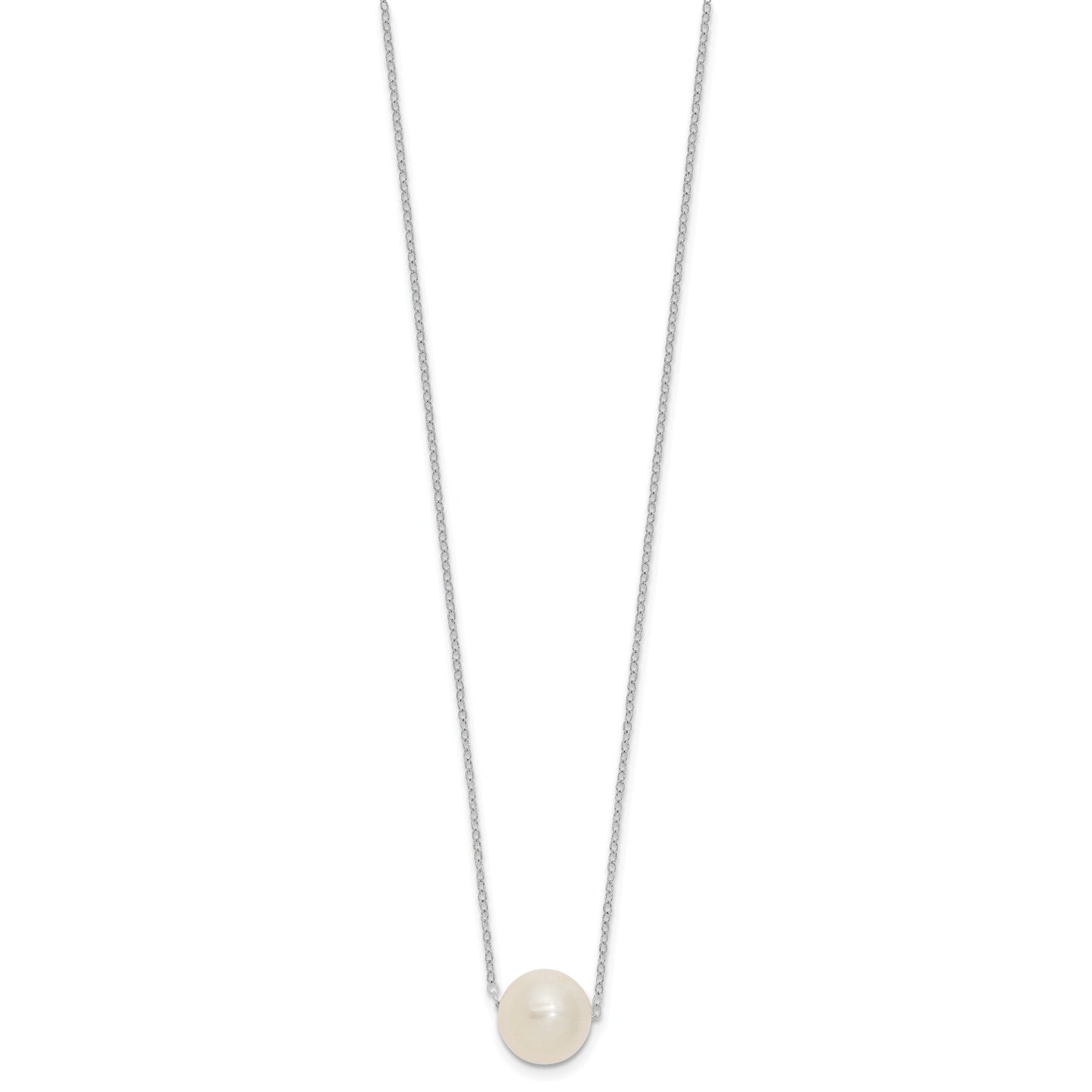 14k White Gold 10-11mm White Near Round Freshwater Cultured Pearl 17 inch Necklace