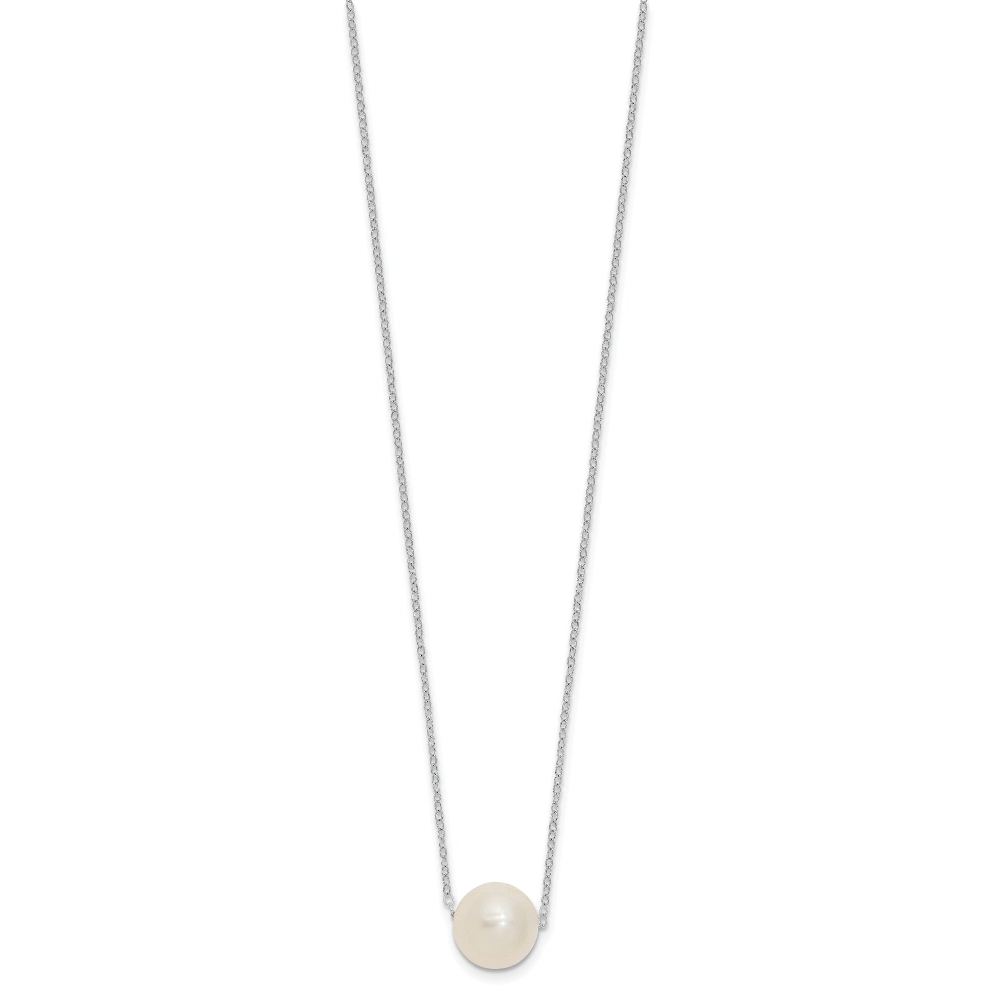 14k White Gold 10-11mm White Near Round Freshwater Cultured Pearl 17 inch Necklace