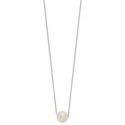 14k White Gold 10-11mm White Near Round Freshwater Cultured Pearl 17 inch Necklace