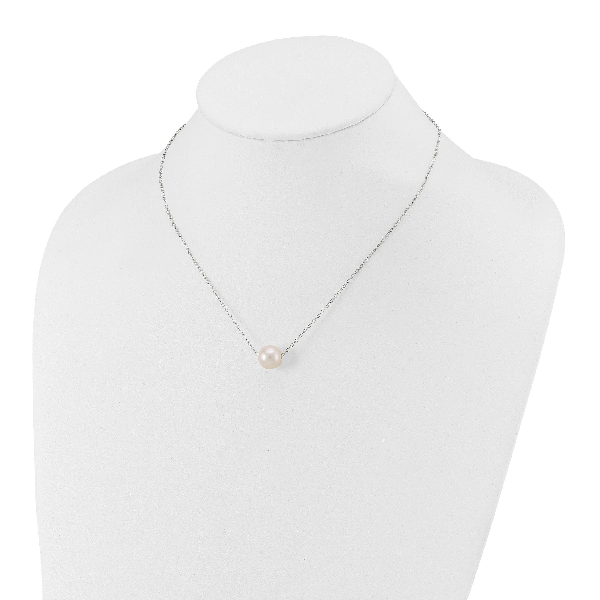 14k White Gold 10-11mm White Near Round Freshwater Cultured Pearl 17 inch Necklace