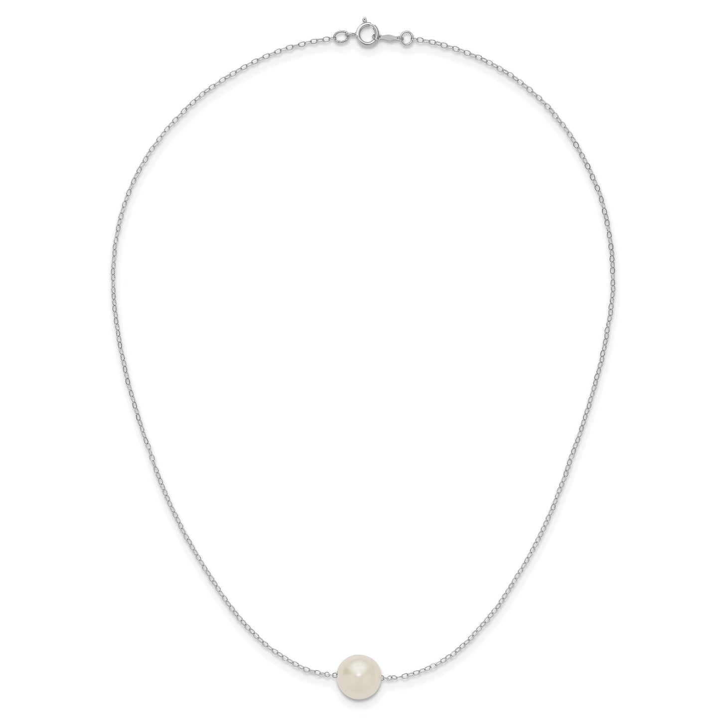 14k White Gold 10-11mm White Near Round Freshwater Cultured Pearl 17 inch Necklace