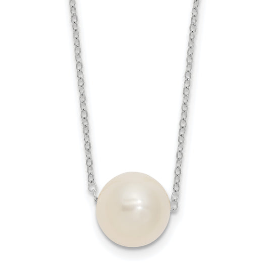 14k White Gold 10-11mm White Near Round Freshwater Cultured Pearl 17 inch Necklace