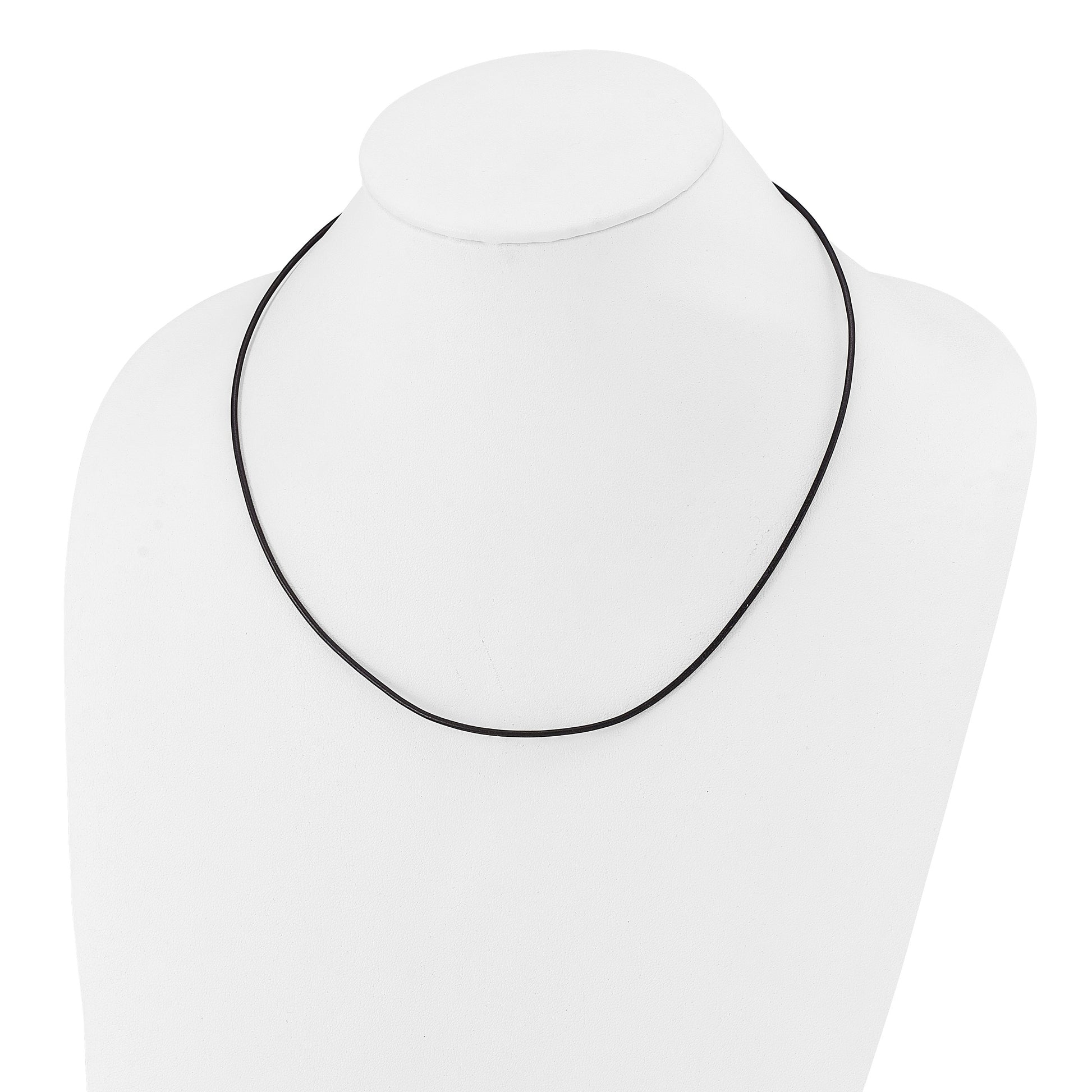 14k White Gold Clasp 1.5mm 20 inch Black Leather Cord Necklace