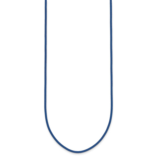 14k Yellow Clasp 1.6mm 16 inch Royal Blue Leather Cord Necklace