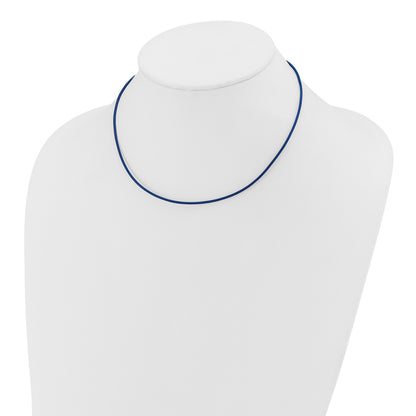 14k Yellow Clasp 1.6mm 16 inch Royal Blue Leather Cord Necklace