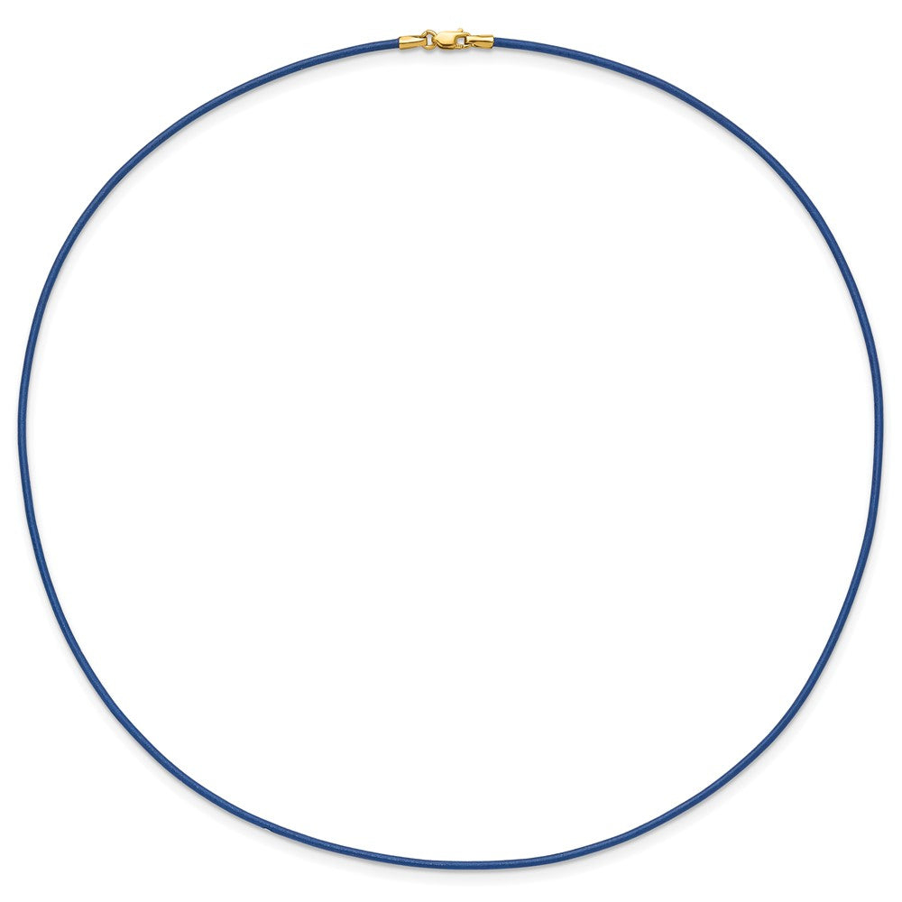 14k 1.5mm 18in Royal Blue Leather Cord Necklace