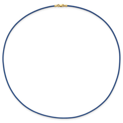 14k 1.5mm 18in Royal Blue Leather Cord Necklace