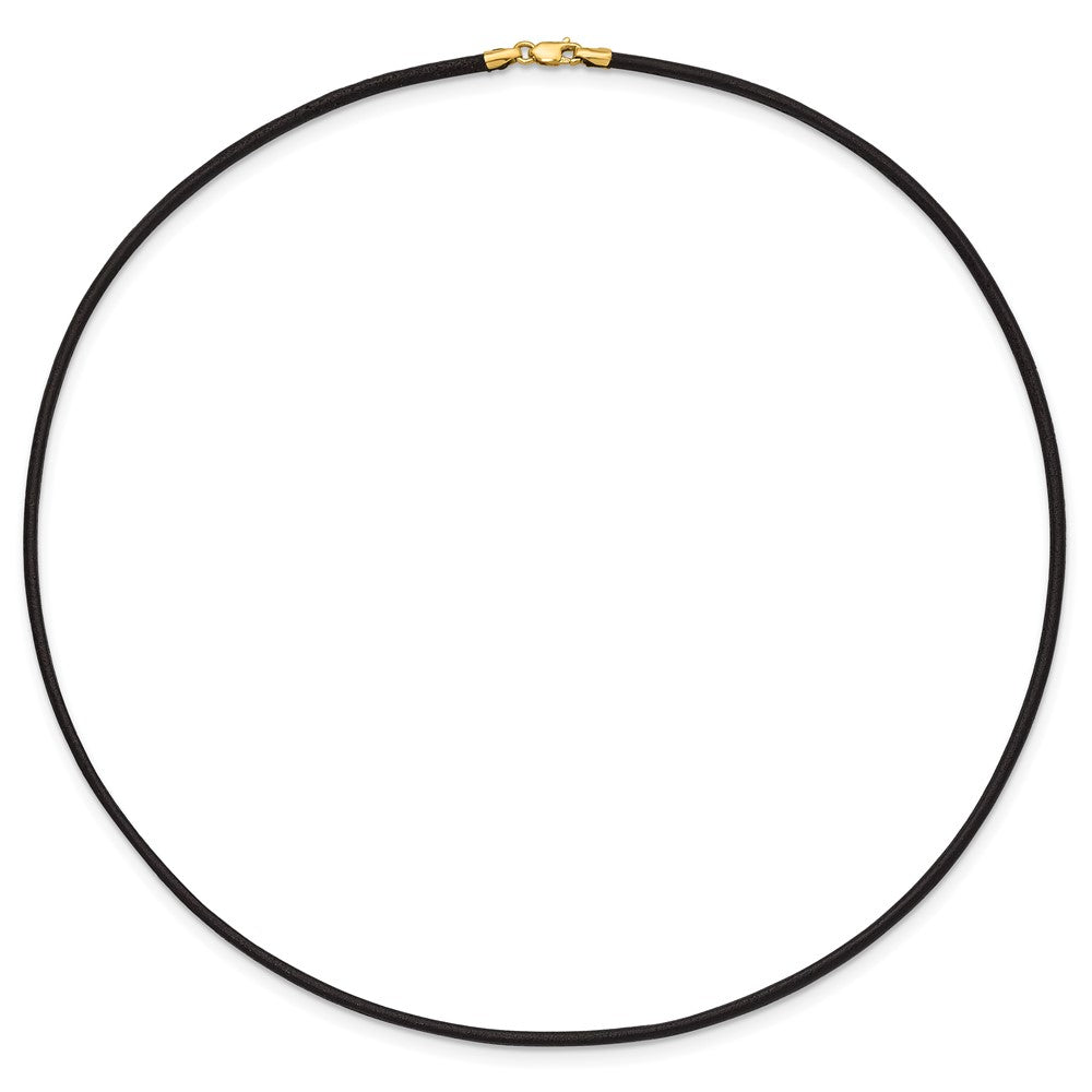 14k 2mm 16in Black Leather Cord Necklace