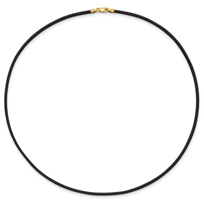 14k 2mm 16in Black Leather Cord Necklace