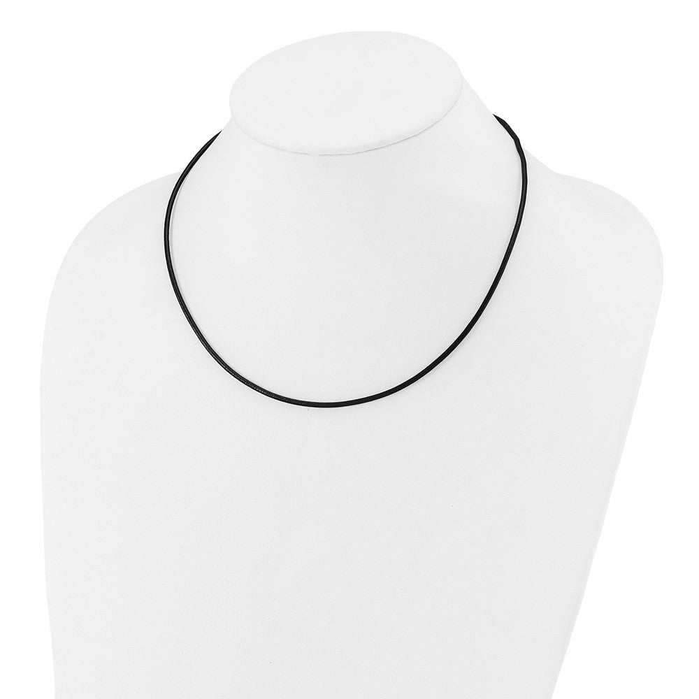 14k 2mm 18in Black Leather Cord Necklace