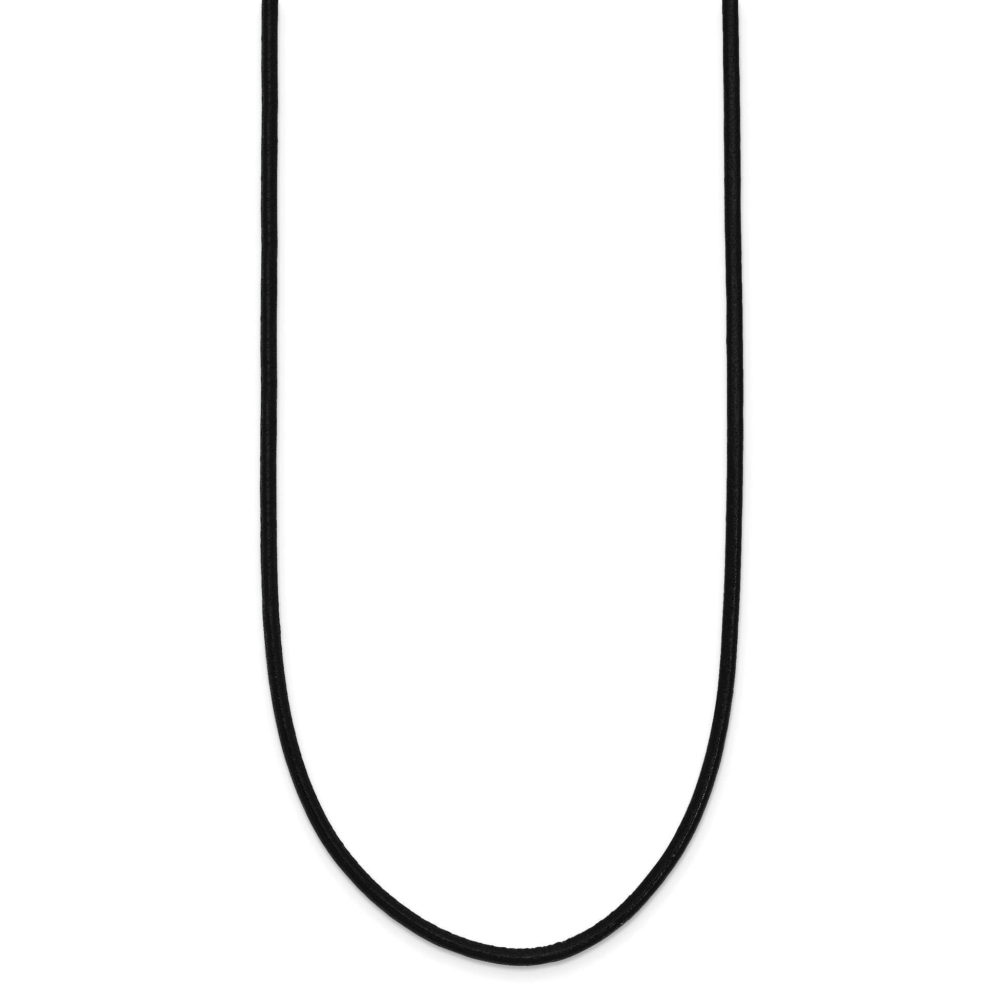 14k White Gold Clasp 2mm 18 inch Black Leather Cord Necklace