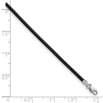 14k White Gold Clasp 2mm 18 inch Black Leather Cord Necklace