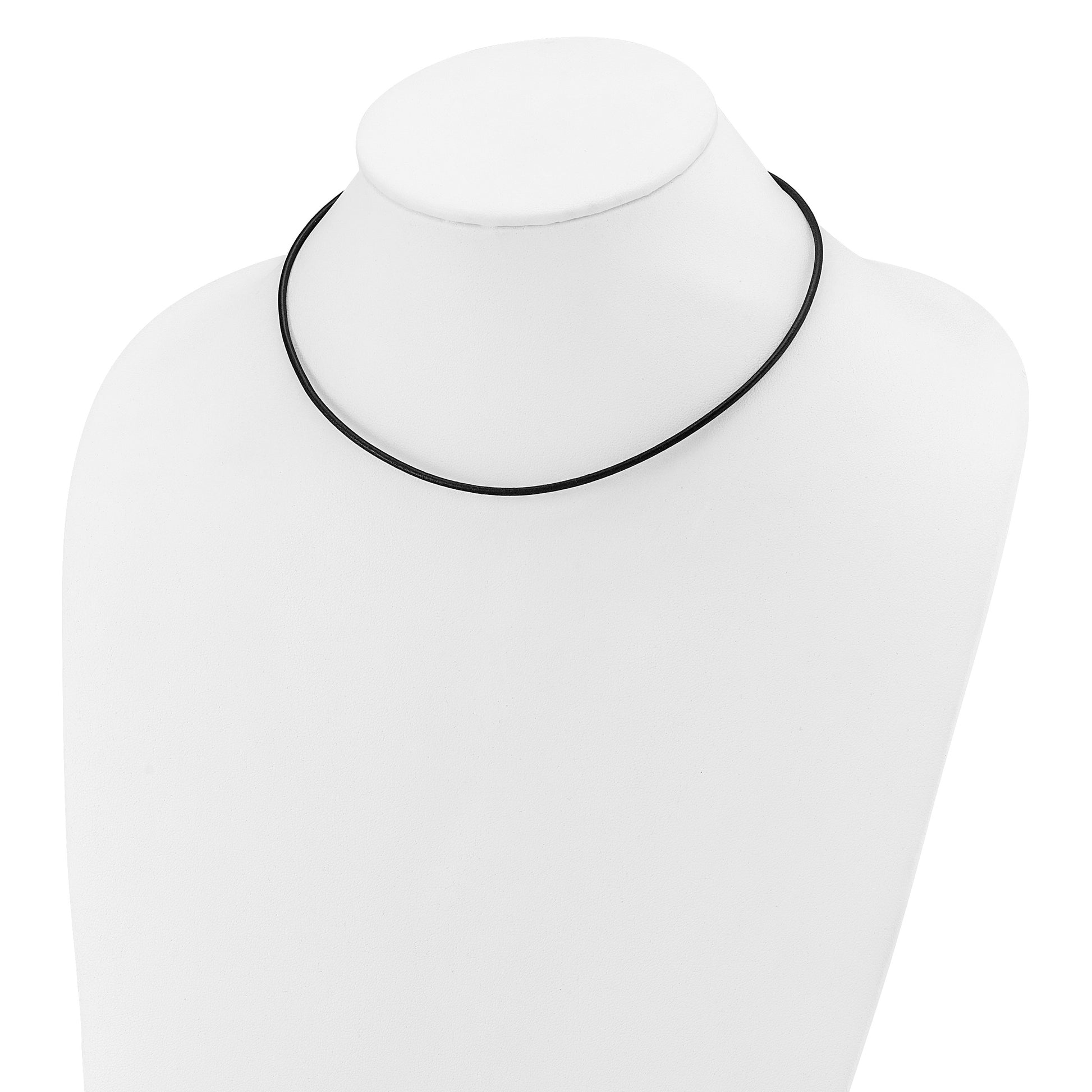 14k White Gold Clasp 2mm 16 inch Black Leather Cord Necklace