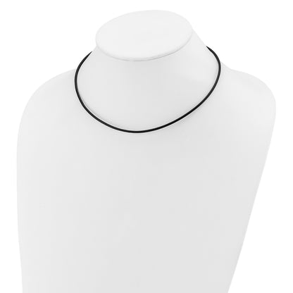 14k White Gold Clasp 2mm 16 inch Black Leather Cord Necklace