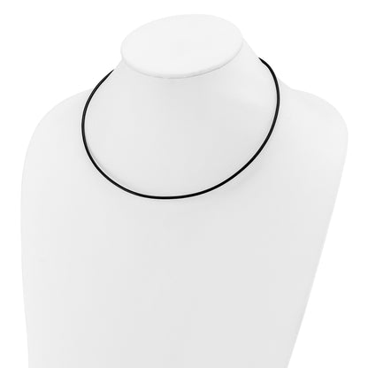 14k White Gold Clasp 2mm 18 inch Black Leather Cord Necklace