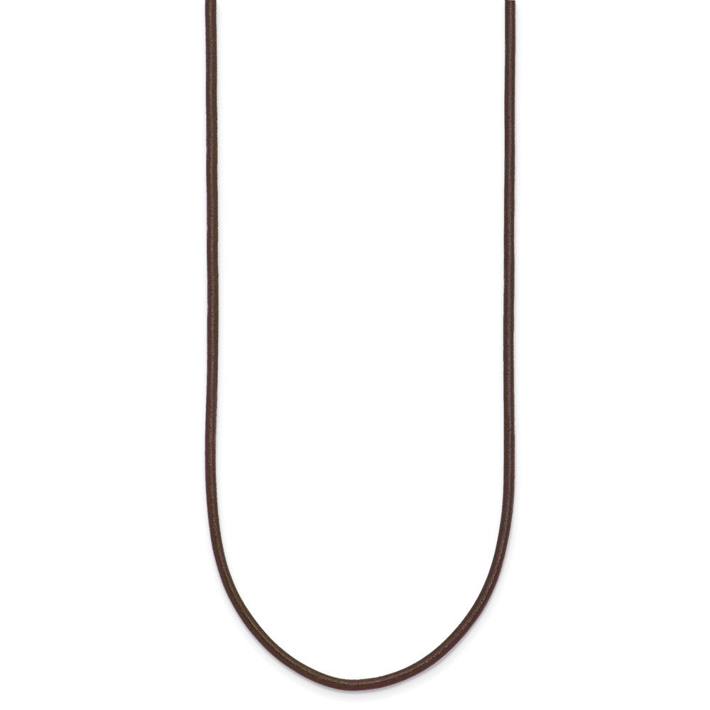 14k 2mm 16in Brown Leather Cord Necklace