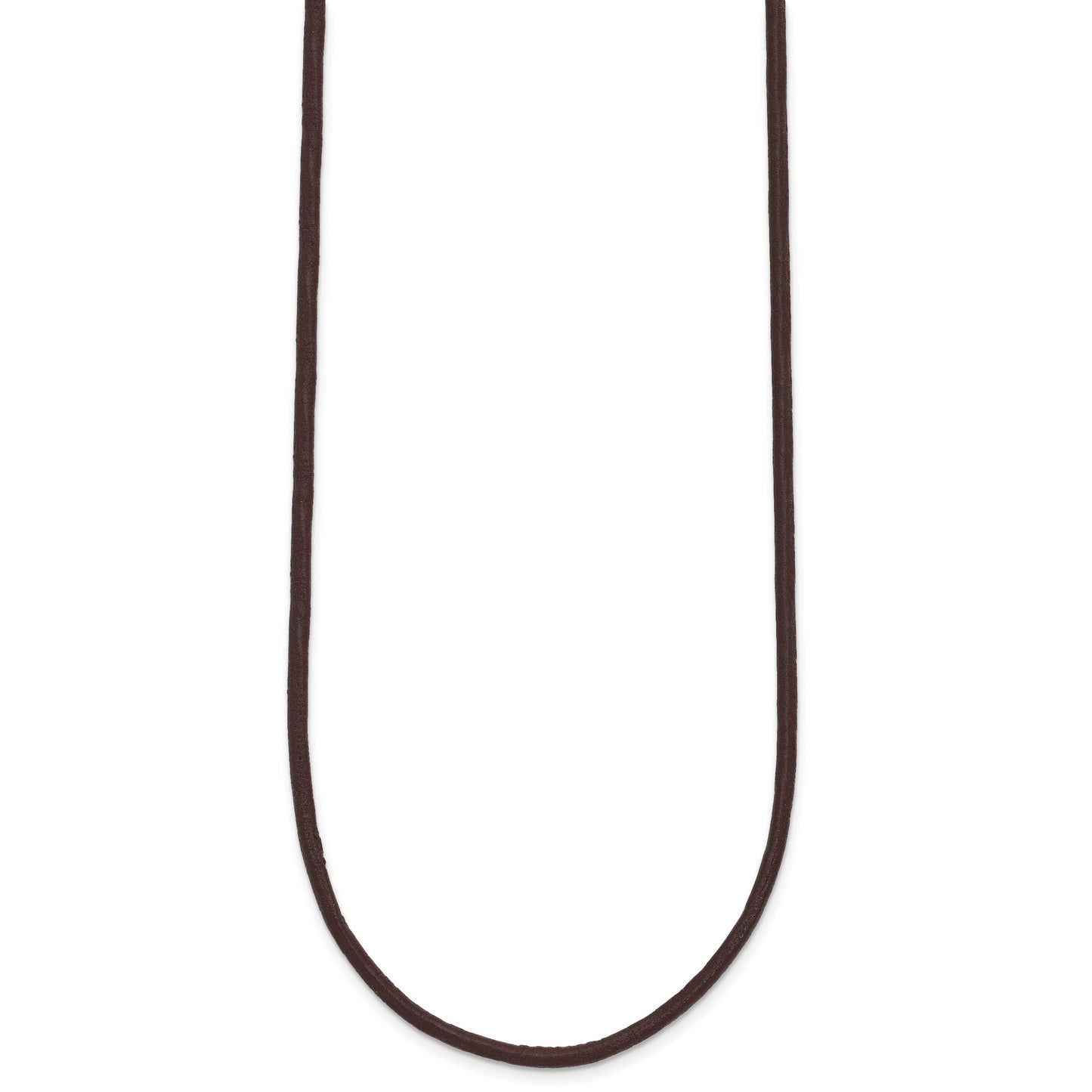 14k Yellow Clasp 2mm 18 inch Brown Leather Cord Necklace