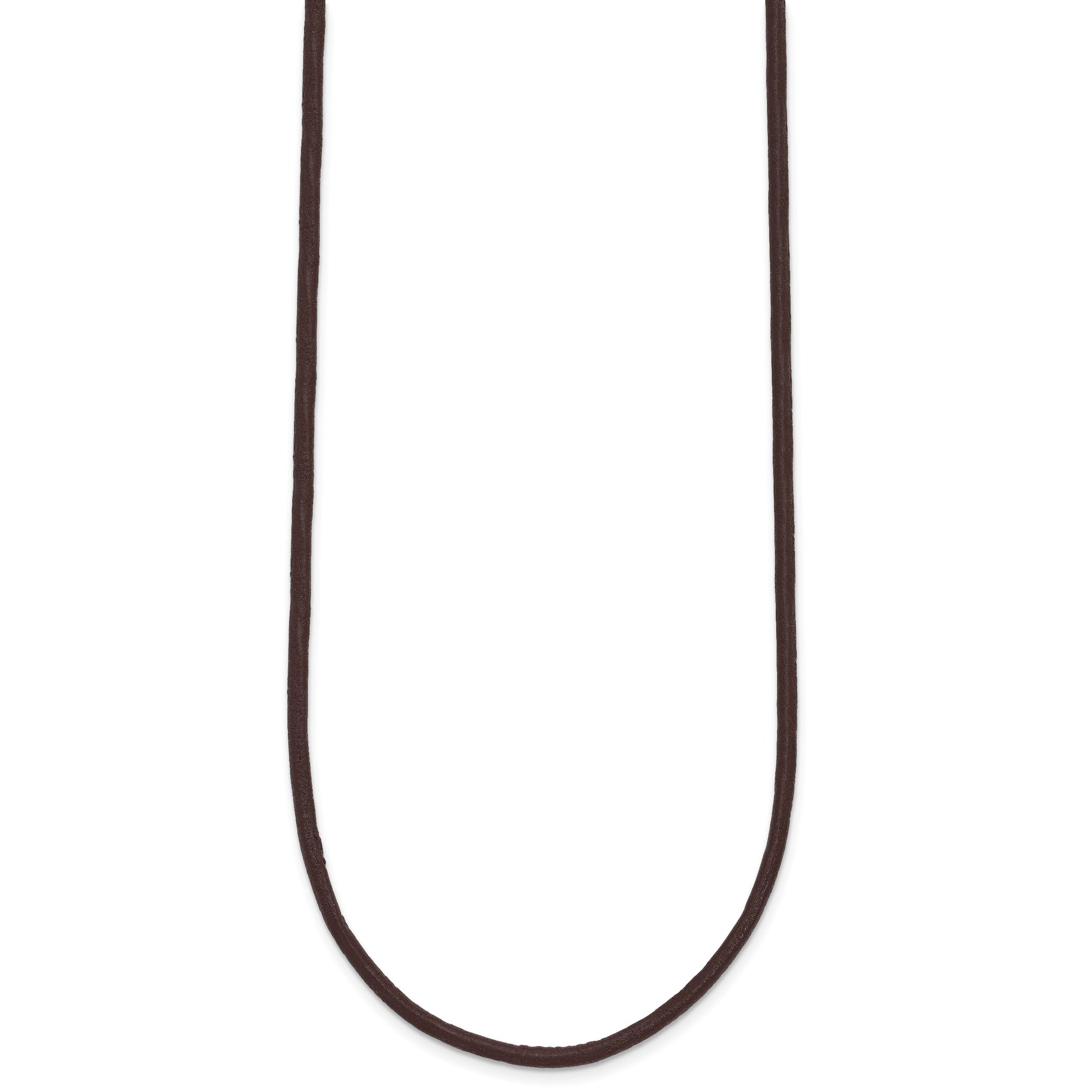 14k Yellow Clasp 2mm 18 inch Brown Leather Cord Necklace