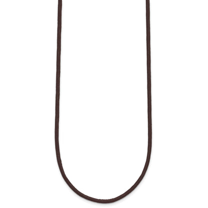 14k Yellow Clasp 2mm 18 inch Brown Leather Cord Necklace