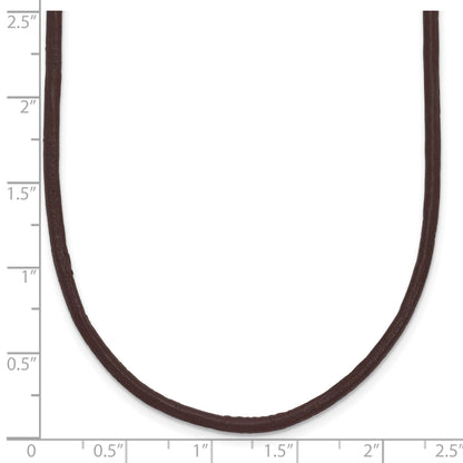 14k Yellow Clasp 2mm 18 inch Brown Leather Cord Necklace