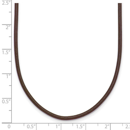 14k 2mm 16in Brown Leather Cord Necklace