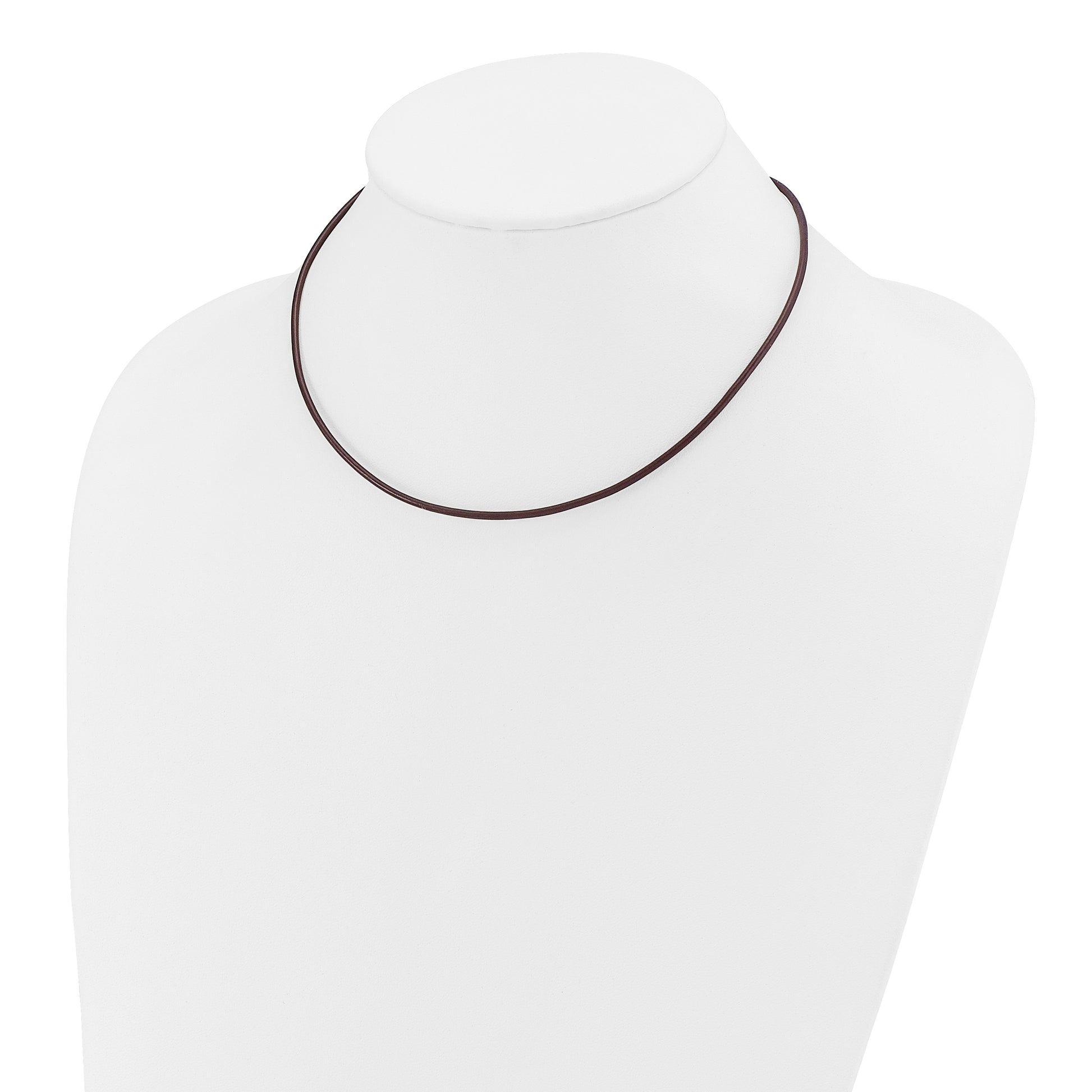 14k Yellow Clasp 2mm 16 inch Brown Leather Cord Necklace