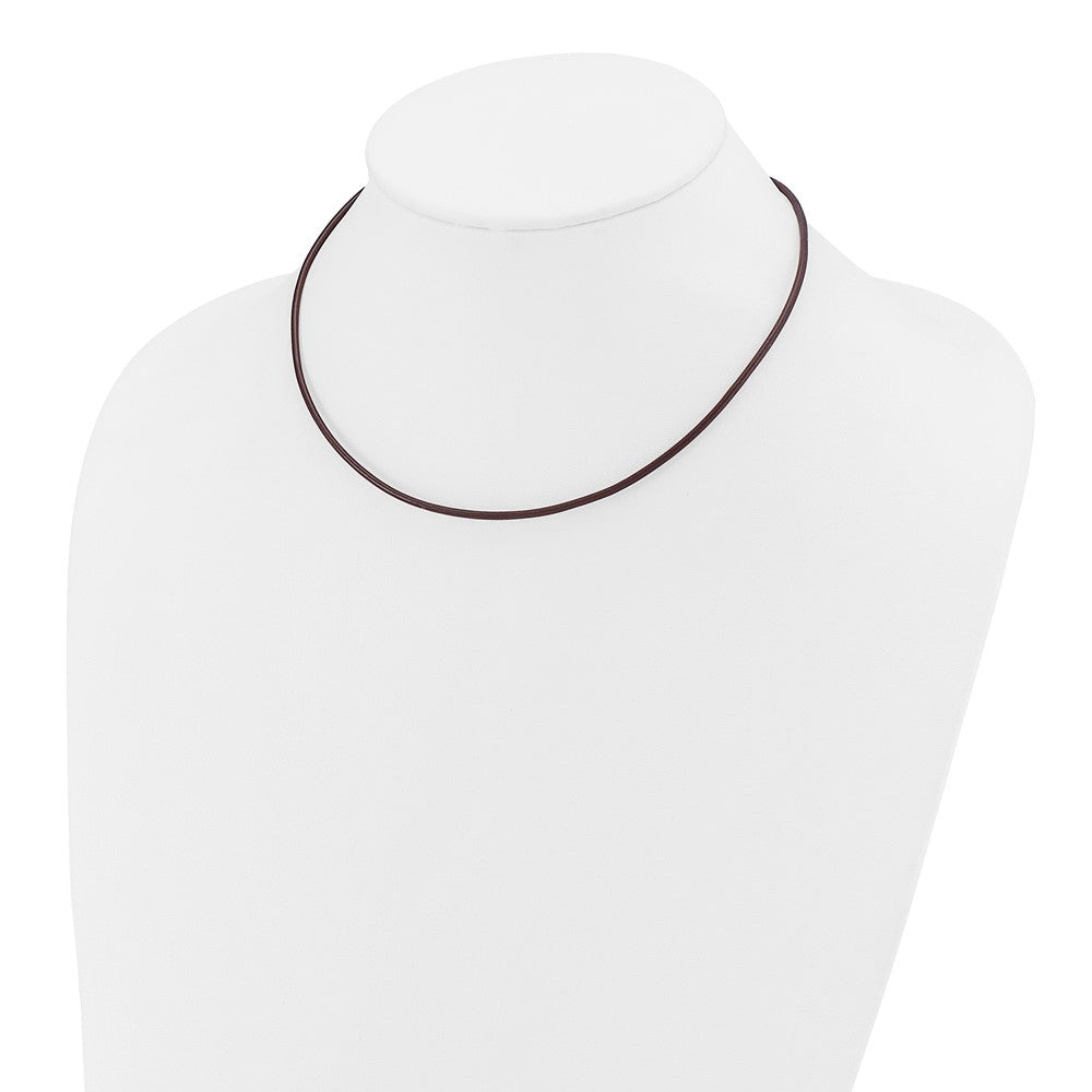 14k 2mm 16in Brown Leather Cord Necklace