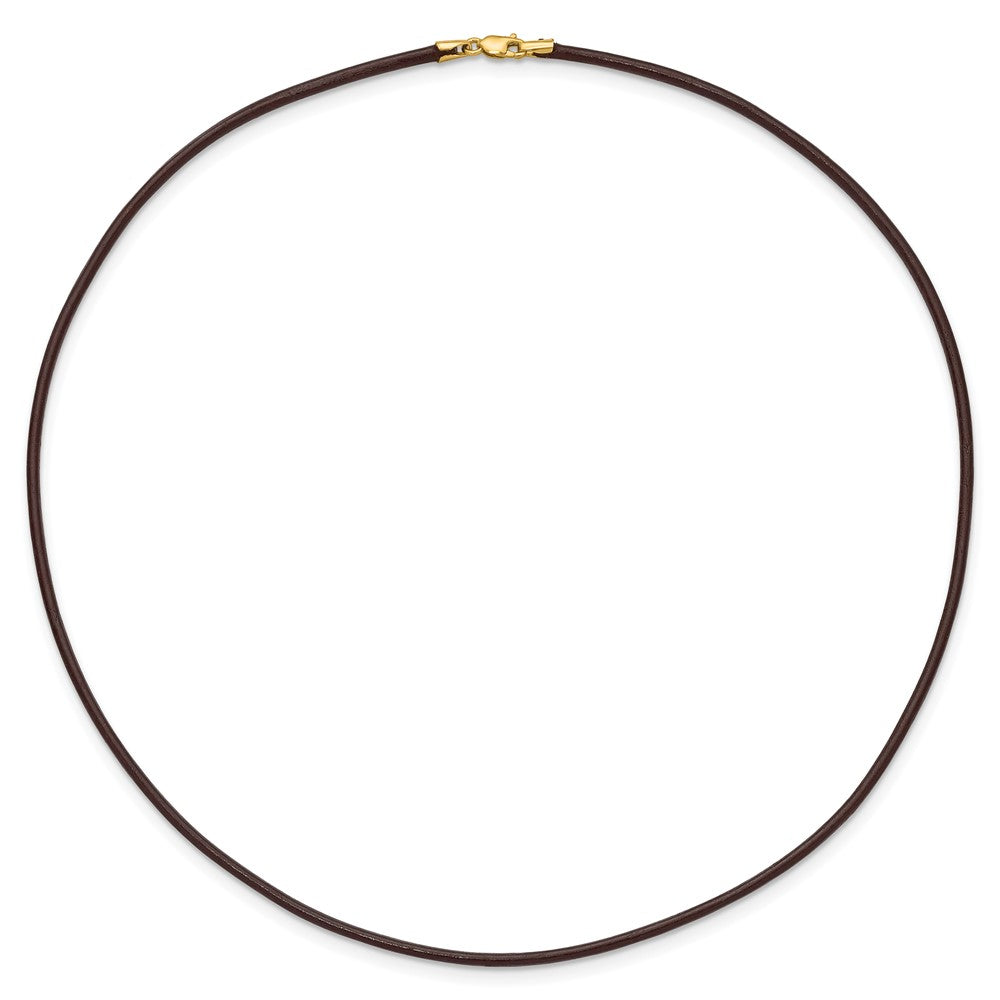 14k 2mm 16in Brown Leather Cord Necklace