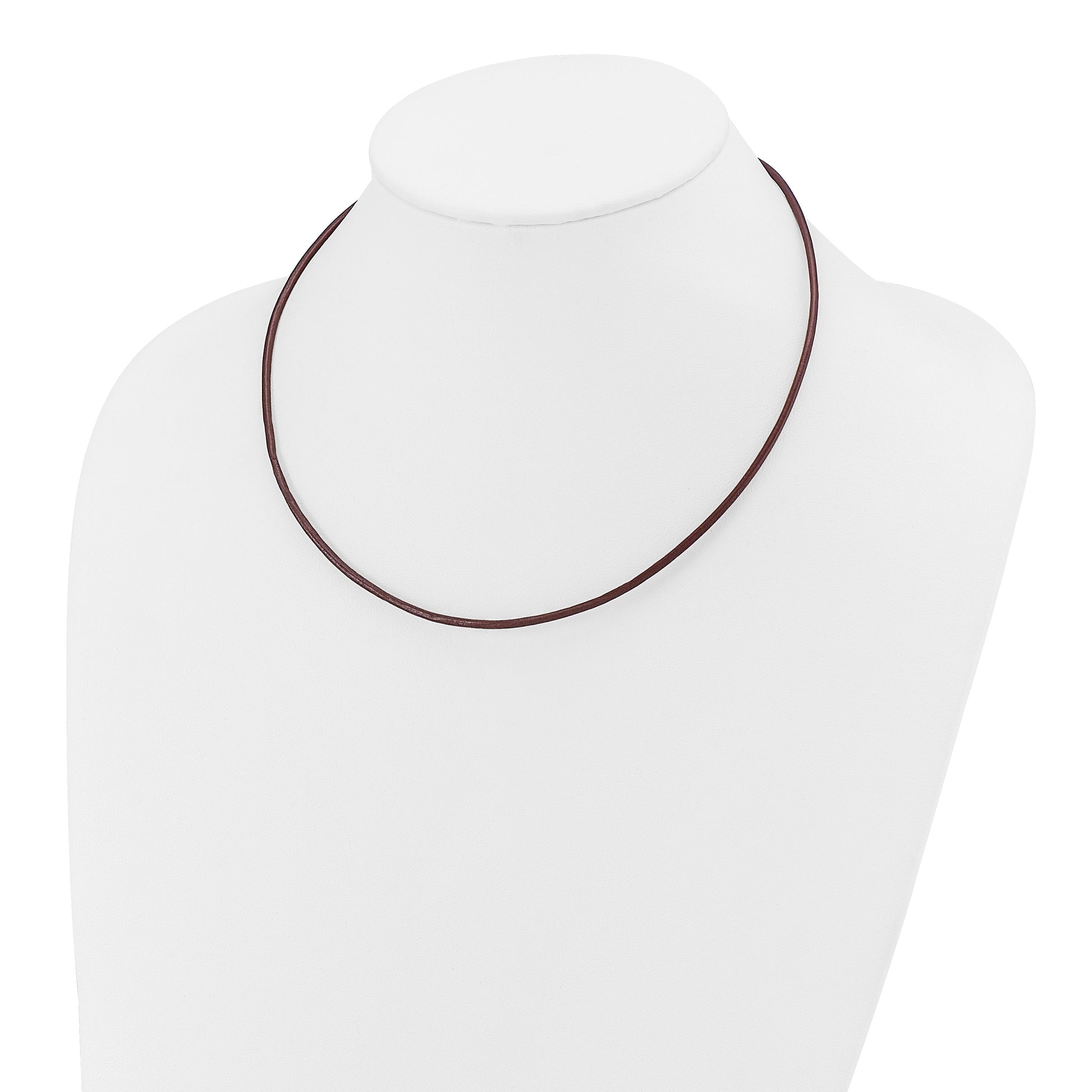 14k Yellow Clasp 2mm 18 inch Brown Leather Cord Necklace