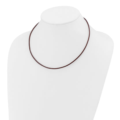 14k Yellow Clasp 2mm 18 inch Brown Leather Cord Necklace