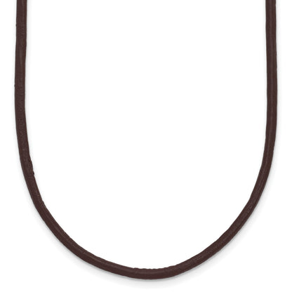14k Yellow Clasp 2mm 18 inch Brown Leather Cord Necklace