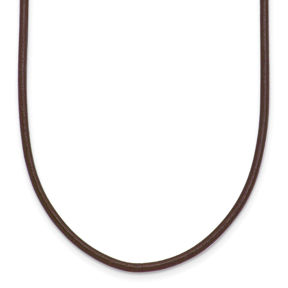 14k 2mm 16in Brown Leather Cord Necklace