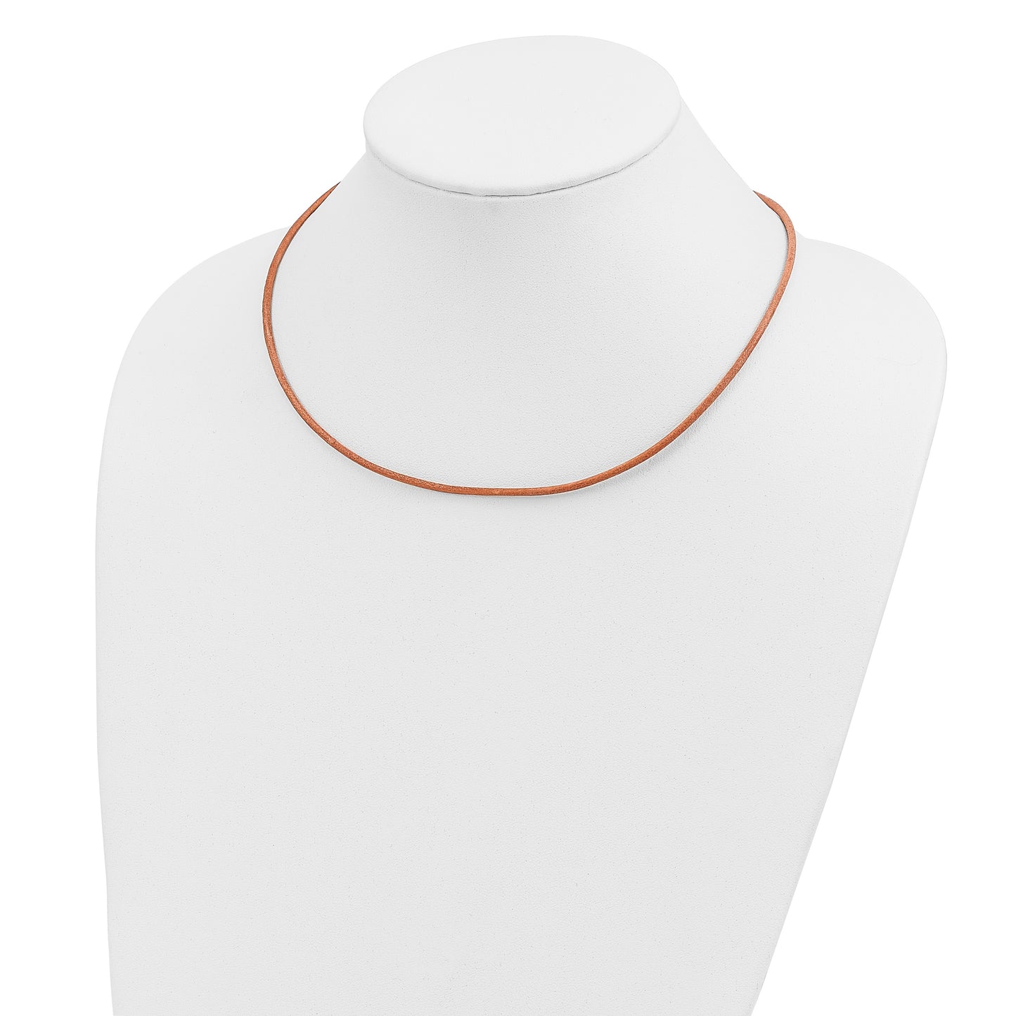 14k Yellow Clasp 2mm 18 inch Natural Leather Cord Necklace