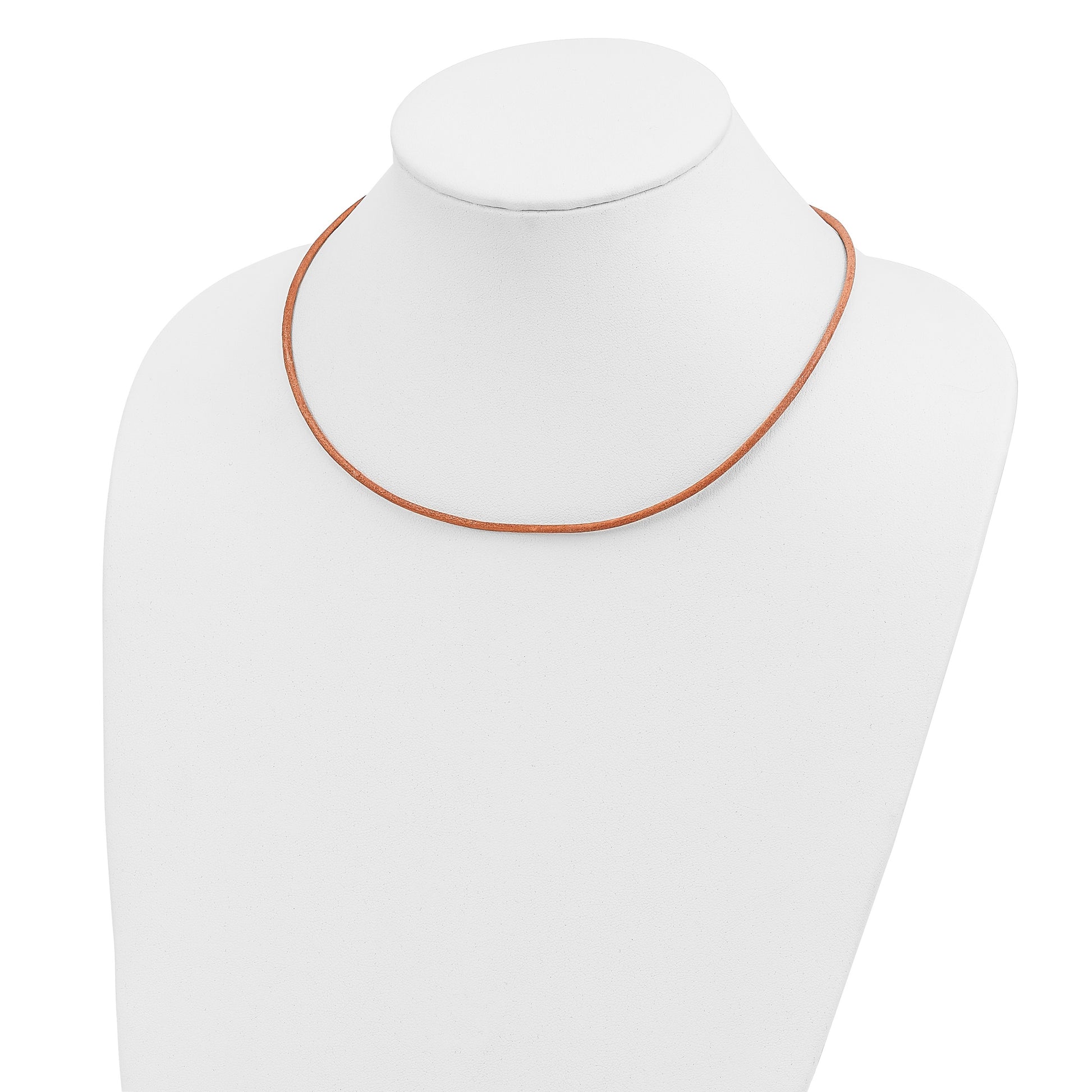 14k Yellow Clasp 2mm 18 inch Natural Leather Cord Necklace