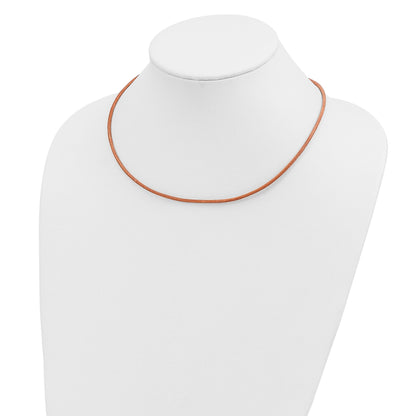 14k Yellow Clasp 2mm 18 inch Natural Leather Cord Necklace