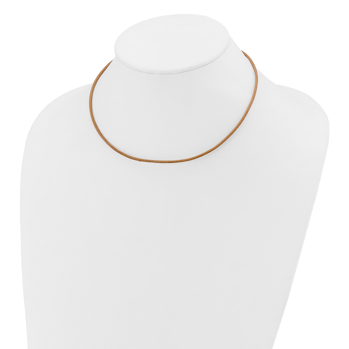 14k Yellow Clasp 2mm 16 inch Natural Leather Cord Necklace