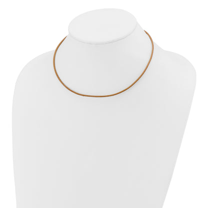 14k Yellow Clasp 2mm 16 inch Natural Leather Cord Necklace