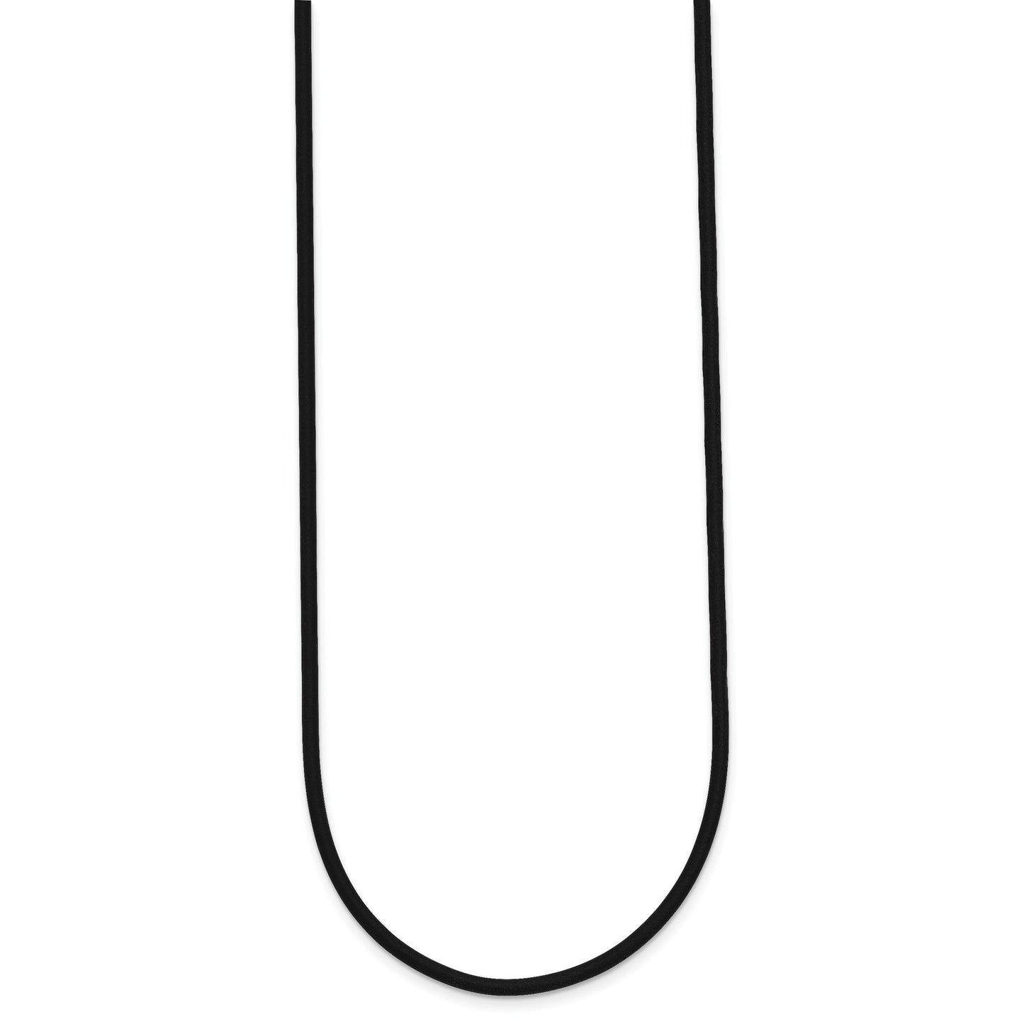 14k Yellow Clasp 2mm 18 inch Black Rubber Cord Necklace