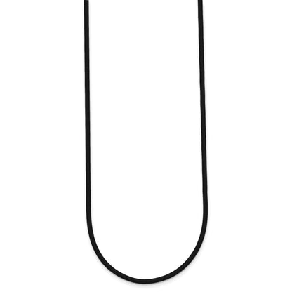 14k Yellow Clasp 2mm 18 inch Black Rubber Cord Necklace