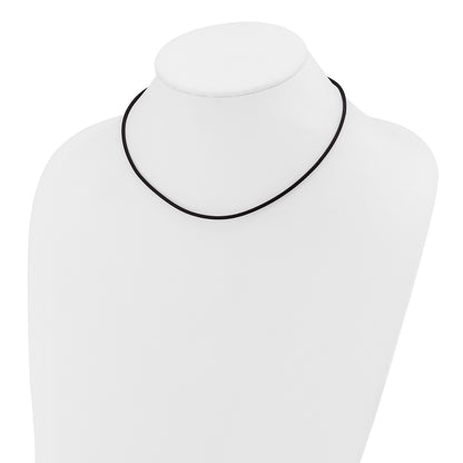 14k Yellow Clasp 2mm 16 inch Black Rubber Cord Necklace