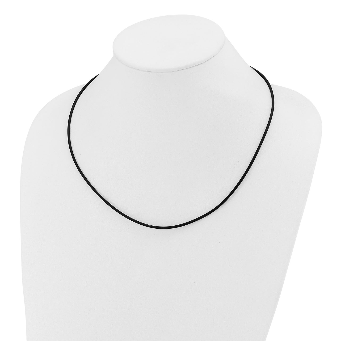14k Yellow Clasp 2mm 20 inch Black Rubber Cord Necklace