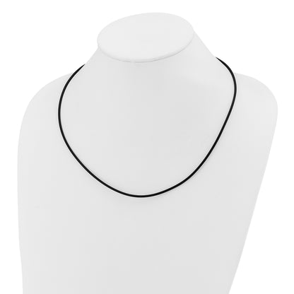 14k Yellow Clasp 2mm 20 inch Black Rubber Cord Necklace